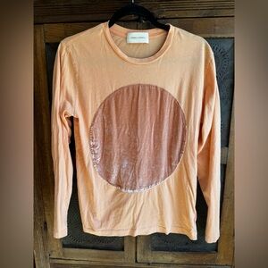 Correll Correll Peach Long Sleeve Shirt with Velvet Circle